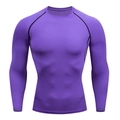 Men's purple long sleeve compression shirt for fitness and athletic training - S / Long Sleeve / Purple