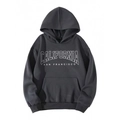Detail of California print on charcoal hoodie with kangaroo pocket and ribbed cuffs - S / Tops / Dark Gray San Francisco Style (htu46578)