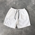 Men's quick-dry white casual sports shorts with elastic waist and black drawstrings - M / White