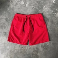 Men's casual red quick-dry shorts featuring an elastic drawstring waistband in flat lay - M / Red