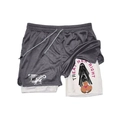 Men's 2-in-1 mesh sports shorts in dark grey with inner lining and unique graphic print - XS / Dark Gray Mesh Style (111DKLYH245213)