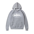 Classic grey Corteiz Alcatraz graphic hoodie with front kangaroo pocket and drawstring hood - S / Light Gray (White Label)