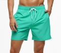 Mintgrüne Herren-Badehose mit elastischem Bund und weißen Kordelzügen für den Urlaub - S / Mintgrün