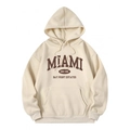 Men's oversized beige hoodie with vintage Miami college print and front pocket - S / Tops / Apricot Miami Style (htu46578)