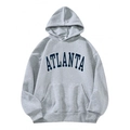 Men's heather gray hooded sweatshirt featuring blue Atlanta collegiate letter print - S / Tops / Gray Atlanta Style (htu46578)