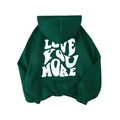 Men's casual oversized dark green hoodie with white Love You More print on the back - S / Tops / Dark Green Love You More Style (htu46578)