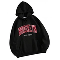 Classic black Brooklyn New York graphic hoodie with front pocket and drawstrings - S / Tops / Black Brooklyn Style (htu46578)