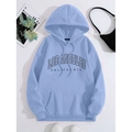 Sky blue fleece hoodie with Los Angeles graphic print in a flat lay casual outfit - S / Tops / Sky Blue Los Angeles Style (htu46578)