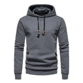 Men's dark grey checkered hoodie with textured waffle pattern and drawstring hood - Dark Gray