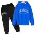 Détail de l'ensemble sweat à capuche et pantalon de jogging avec imprimé Los Angeles - 100cm / Bleu