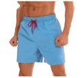 Detail der hellblauen Badehose mit verstellbaren roten Kontrast-Kordelzügen für Herren - S / Hellblau