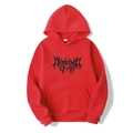 Gothic red oversized hoodie with black thorn graphic print and kangaroo pocket - S / Red