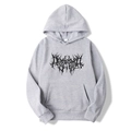 Gothic grey oversized hoodie with graphic print and front kangaroo pocket for men and women - S / Gray