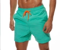 Men's quick-dry swim trunks in mint green with bright orange drawstring waist - Lake Green (Triangle Lining)