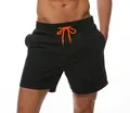 Men's black quick-dry swim trunks with elastic waistband and orange drawstring accents - Black (Triangle Lining)