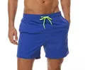 Quick-dry men's swim trunks in royal blue with vibrant neon yellow drawstring cord - Royal Blue (Triangle Lining)