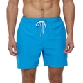Bright blue quick-dry men's swim trunks with white adjustable drawstring for beach sports - Lake Blue (No Lining)