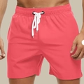 Badeshorts für Herren in hellem Korallenrosa mit verstellbarem weißem Kordelzug - Wassermelonenrot 1 / M