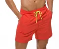 Herren Badeshorts in leuchtendem Orange mit neongelbem Kordelzug für den Urlaub - S / Orange (Dreiecksfutter)