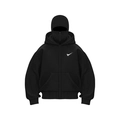 Sweat à capuche noir avec masque intégré et logo graphique blanc fluide - S / Style brodé