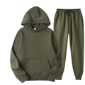 Survêtement deux pièces vert armée avec sweat à capuche et pantalon de jogging doublé polaire - S / Vert Militaire