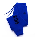 Pantaloni jogger blu reale da uomo con stampa KING, logo corona e coulisse in vita - M / Blu Reale/Nero