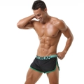 Heren boxershorts in zwart met groene bies, lage taille en zijsplitjes sport - M / Zwart
