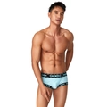 Men's low-rise athletic boxer briefs in light blue with branded elastic waistband and trim - M / Sky Blue