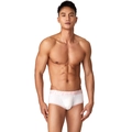 Herren Modal Boxer-Shorts in Weiß mit rosa Besatz und Logo-Bund in weicher Qualität - M / Weiß