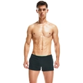 Men's low rise athletic shorts in dark green with bright green inner waistband detail - M / Black