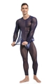 Détail de l'ensemble de sport en maille bleu foncé montrant le tissu élastique et respirant - S / Haut Et Bas / Bleu saphir