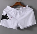 Boxer blanc en coton pour homme avec imprimé chat noir et taille élastique confortable - 2XL / Blanc