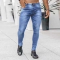 Close-up of slim-fit men's denim jeans in light blue wash with casual outdoor styling - S / Light Blue
