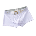 Bóxer blanco de punto para hombre con cintura baja e impresión de hebilla dorada fina - M / Blanco