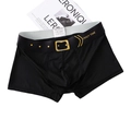 Bóxer fino de hombre en color negro con estampado de hebilla y logo amarillo - M / Negro