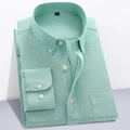 Men's Oxford long sleeve button-down shirt in mint green with chest pocket detail - Green