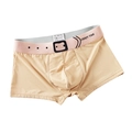 Parigamba uomo beige slim fit con elastico rosa in vita e motivo stampato moderno - M / Nudo