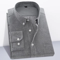 Folded dark grey Oxford long sleeve shirt for men featuring a button-down collar - Gray