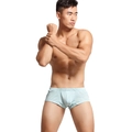Men's minimalist light blue low-rise boxer shorts with button fly and elastic waistband - M / Sky Blue