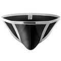 Men's low rise knit briefs in black and white contrast with elastic waistband - M / Black