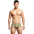 Men's army green low-rise boxer shorts with dual button detail and elastic waistband - M / Army Green