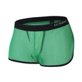 Atmungsaktive Herren-Boxershorts aus Mesh in Hellgrün mit breitem schwarzen Elastikbund - S / Grün