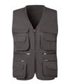 Men's outdoor dark grey utility vest with multi-pocket design and V-neck zipper closure - M / Grey Green