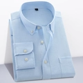 Classic light blue Oxford long sleeve button-down shirt with chest pocket for men - Light Blue
