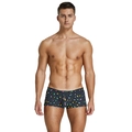 Bunte Herren-Webboxershorts mit Steinmuster und dekorativem Knopfverschluss-Detail - M / Schwarz