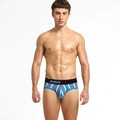 Herren-Slip mit niedriger Leibhöhe, Streifenmuster in Himmelblau und elastischem Bund - M / Himmelblau