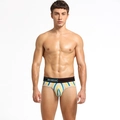 Herren Low Rise Baumwollslips mit bunten vertikalen Streifen und elastischem Logobund - M / Gelb