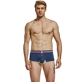 Caleçon tissé pour homme bleu marine avec taille élastique rayée et braguette à boutons - M / Gris Bleu