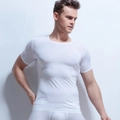 Camiseta de seda de hielo blanca para hombre, ajuste ceñido, alta elasticidad - M / Blanco