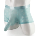 Boxer da uomo azzurro con stampa a cuori e design speciale a sacca allungata - M / Azzurro